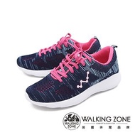 WALKING ZONE(女)天痕系列飛線編織慢跑休閒鞋女鞋-深藍(另有黑)