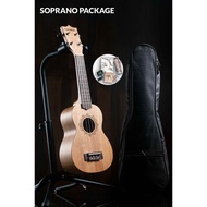 Mixed Soprano 21'inches Mahogany Ukulele Package with Padded Bag String Capo Pick Tuner Strap Pick
