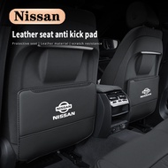 2pcs Car Seat Back Anti Kick Pad Protector Mat Cover For Nissan Almera X Trail Grand Livina Navara Serena Terra Sunny Leather Cushion Storage Pockets Auto Interior Accessories