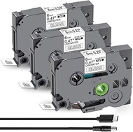 3pcs Tze-111 6mm x 8m Replacement for Brother TZe111 Tz-111 Tz111 Laminated Black on Clear for Broth