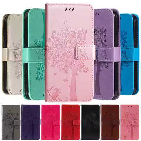 Fashion Tree Case For Huawei P10 P20 P30 P40 P50 P70 Lite Pro P8 P9 2017 Wallet Card Slot Leather Ph