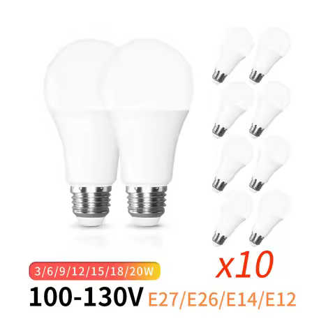 10pcs/lot LED BULB 100-130V E27 E26 E14 E12 20W 18W 15W 12W 9W 6W Lampada LED Light Bombilla Spotlig