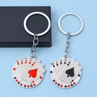Mini Metal Poker Keychain Spades JQKA Playing Cards Keyring Women Men Backpack Pendant