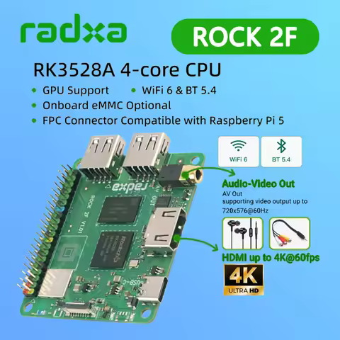 RADXA ROCK 2F RK3528A WiFi6 & BT 5.4, FPC Connector Compatible with Raspberry Pi 5, with 4K Output 4