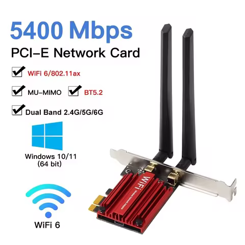 WiFi 6E 5400Mbps PCIe Wifi Adapter AX210 Wireless Network Card AXE3000 BT5.3 2.4/5/6GHz 5374Mbps MU-