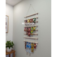 GANTUNGAN Snack Rack Warung/ Warung Rencengan Rack Wooden Snack Rack Coffee Snack hanger Rack Sachet