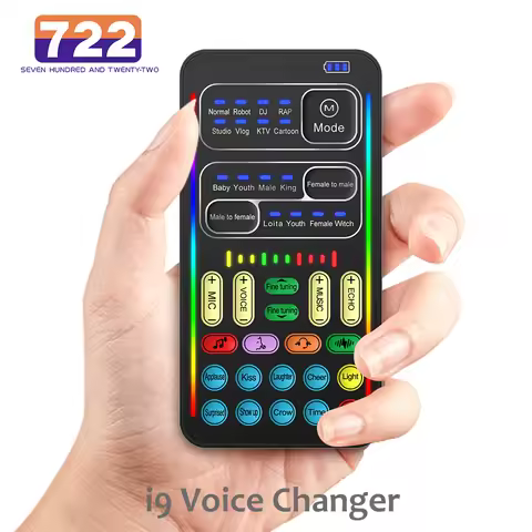i9 Voice Changer Mini Multiple Audio Effect Bluetooth-Compatible Live Sound Cards Portable Live Voic