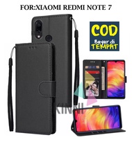 Leather Flip Cover Xiaomi Redmi Note 7-Casing Dompet Case Wallet Leather Flip Case Xiaomi Redmi Note