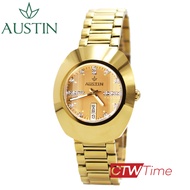 AUSTIN นาฬิกาข้อมือผู้ชาย Automatic สายสแตนเลส รุ่น AM1632G  (พลอยขาว 18 เม็ด) กระจก Sapphire กันรอย