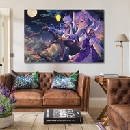 โปสเตอร์เกมอนิเมะ Genshin Impact Keqing Kanyu โปสเตอร์ภาพเขียนแขวนรูปภาพโปสเตอร์อุปกรณ์ตกแต่งห้องนอน