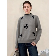 XIYUQI | Sleek Half High Collar Knot-Design Knitted Sweater