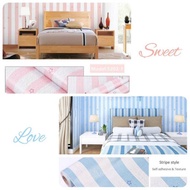 Pink striped Wallpaper. Children's room Wallpaper. Blue line star Wallpaper