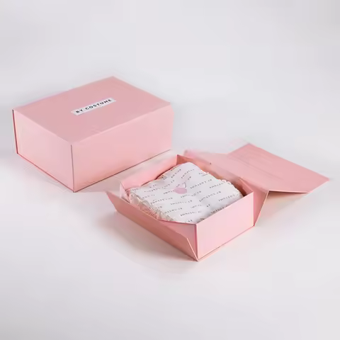 200pcs Custom Logo Design Cardboard Box T-shirt Apparel Clothes Scarf Packaging Folding Magnetic Gif