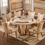 MK European Marble Round Table Dining Table Nordic Light Beige Villa Dining Table And Chair Combinat