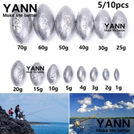 YANN 5/10Pcs Olive Shaped Split Weights Round Shot Sinker