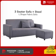 [LOCAL SELLER] 3 SEATER + STOOL FABRIC SOFA