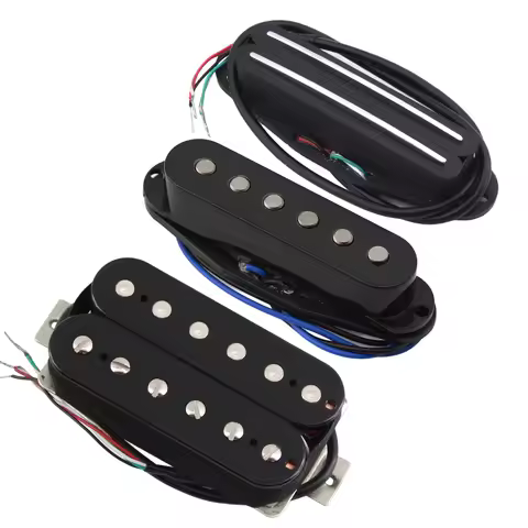 FLEOR 3PCS Alnico 5 Dual Rails-Single Coil-Humbucker Pickup Electric Guitar Pickup Set for SSH HSS S