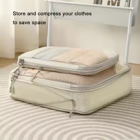 5PCS Compression Packing Cubes for Suitcases Travel Accessories Expandable Packing Organizers Lightw