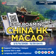 eSIM CHINA, HONG KONG, MACAO 3/5/10/20 GB Data | 3 - 30 Hari | eSIM Roaming | eSIM Travel | eSIM CIN