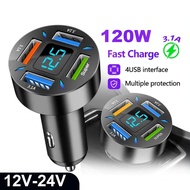 40W~120W 4 in 1 adapter car charger for ip/Android car usb port car charger adapter fast charging