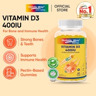 Holistic Way Vitamin D3 400IU Gummy - Halal | Vegetarian (60 Gummies) for Bone and Immune Health