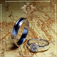 Couple Engagement Wedding Rings – SAN950 | 950 Silver, Palladium, Platinum, White Gold [C056]