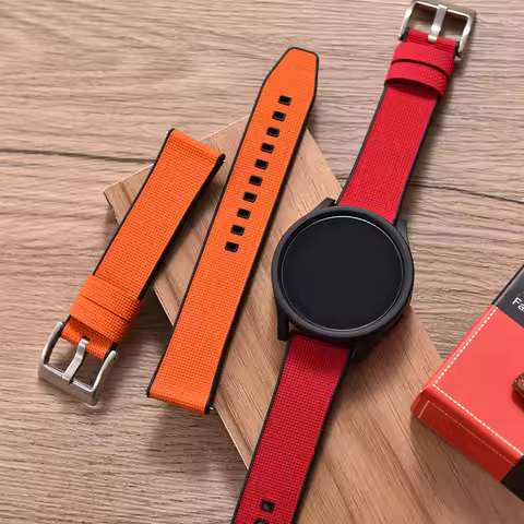 18mm 19mm 20mm 21mm FKM Watch Strap Flat End Canvas Grain Mixed Material Quick Release Universal Rep