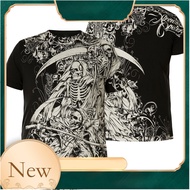 เสื้อยืดผู้ชาย AFFLICTION เสื้อยืดผู้ชาย Skulls Biker UFC Fitness เสื้อยืดผู้ชาย XS-5XL