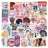 [KW] 50 pcs Sticker Kecil | Stiker Aesthetic “Girl Power” – Feminisme, Berani & Inspirasi – Botol, B