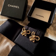 爆款全新Chanel 22A皮穿鍊蝴蝶結耳環