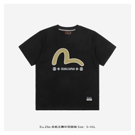 2026Evisu Baju-T Lelaki dan Wanita, Baju-T Bercetak, Baju-T Lengan Pendek, Baju-T Kasual, Baju Atasa