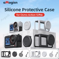 aMagisn Silicone Protective Case for DJI Osmo Action 5 Pro Body Cover with Lens Cap Action 5 Pro Acc