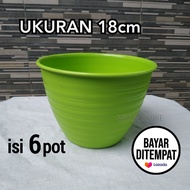 Pot Bunga isi 6pcs Ukuran 15 18 &amp; 21cm Pot Bunga Murah Pot Bunga Plastik Lusinan Murah Pot Tanaman Hias