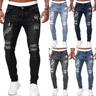 WIS Ripped Pants Trendy ebay Fashion Jeans Skinny Pants Long Pants H Men's Ready Stock