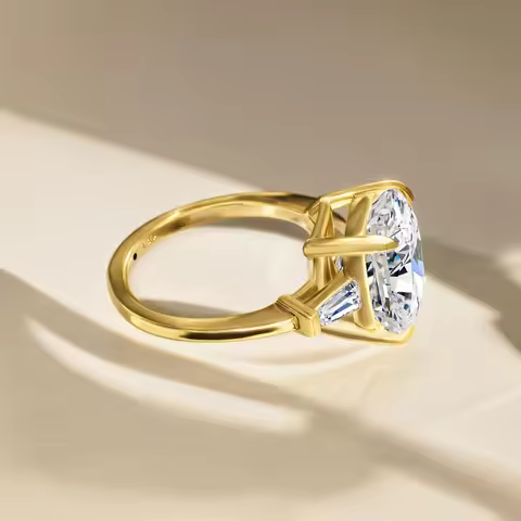 14K Gold Cushion Moissanite Engagement Ring 8.0CT VVS1 Clarity GRA Certified for Women Wedding Anniv