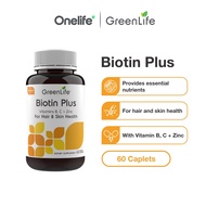 GreenLife Biotin Plus 60 Veggie Capsules (with Vitamin B, C + Zinc, Suitable for Vegetarians) - For 