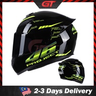 ⚘GTmotor Motorcycle Racing Full Face Helmet 46 Project Sport Helmet Built-in Sun Visor Topi Keledar Motosikal✤