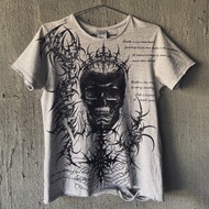 MrR死亡骷顱賽博符印主義圖騰手工破壞手繪純棉T-shirt