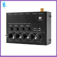 Ultra Low Noise 4 Channel Line Stereo Mixer 4 Input 1 Output DC 5V Portable Mini Audio Mixer Microph
