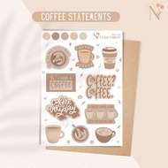 Coffee Quotes Statement Sticker Sheet | Journal Planner Scrapbook Coffee Lovers Kape | NYXARTSHOP