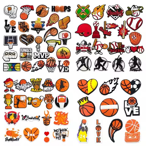 10-28Pcs Basketball Baseball Shoe Charms Sports Clog Sandal Garden Shoes Accessories Decoration Buck