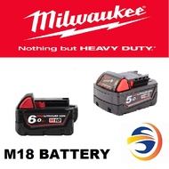 MILWAUKEE M18 5.0Ah/6.0Ah 18V RED LITHIUM-ION BATTERY (100% ORIGINAL MILWAUKEE BATTERY)