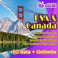 USA&Canada 5G Eism】C 4G/5G 3-20Days Daily 1GB~2GB Unlimited Data 5G Travel|eSIM|Email Delivery