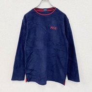 古著 Polo by Ralph Lauren Lauren 抓絨套頭衫，海軍藍，L 碼