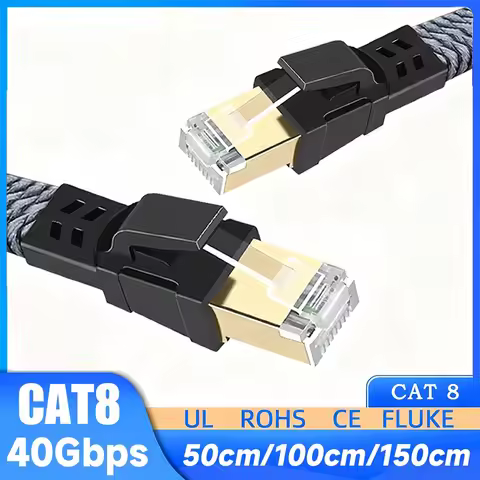 CAT8 Ethernet Cable 40Gbps Flat Nylon Braided Network Lan Cord for PC Modem Laptop PS 5 Router RJ45 