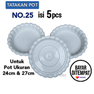 Tatakan Pot Bunga No.25 isi 5 pcs Untuk Pot Ukuran 24 cm dan 27 cm Tatakan Pot Bunga Plastik Lusinan Murah Alas Pot Bunga Tawon Putih Piringan Pot