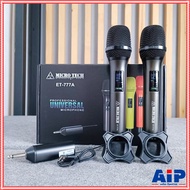 สีดำ MICROTECH ET-777A ไมค์ลอย ถือคู่ UHF เครื่องรับเล็ก ET 777A ET777A ไมค์ลอยมือถือคู่UHF ไมโครโฟน