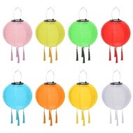 10inch LED Solar Lanterns Solid Color Festival Light Waterproof Hanging Global Lamp Chandelier with Tassel Landscape Lighting