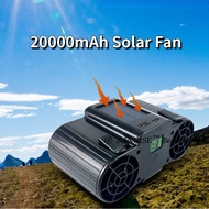 20000mAh Solar Fan Large Wind Portable Fan Waist Mounted Fan USB Charging Portable Handheld Small Fa
