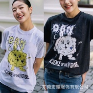 GANNI Autumn 2023 Cotton T-Shirt - Loose Fit Distressed Rabbit Print